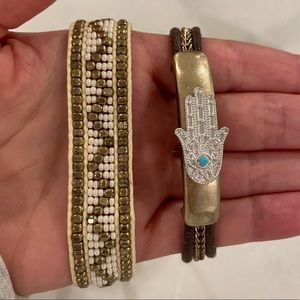 Two Gorgeous Anthropologie Bracelets - Beaded Boho and Hamsa